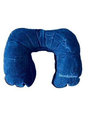 Brookstone Inflatable Pillow Black Neck/Head Travel Blow Up Carrying Case Pouch